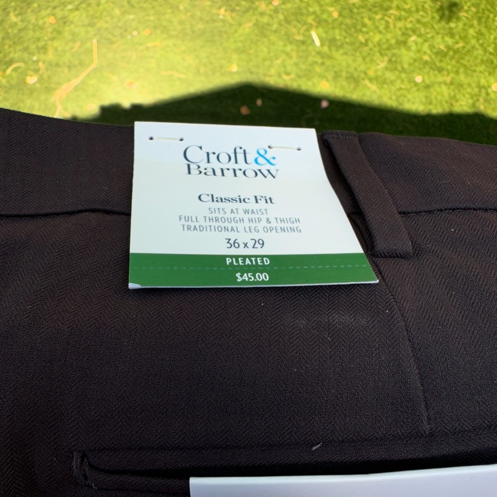 Brand new Croft and Barrow men’s Black dress pants 36x29 Hidden expandable waist